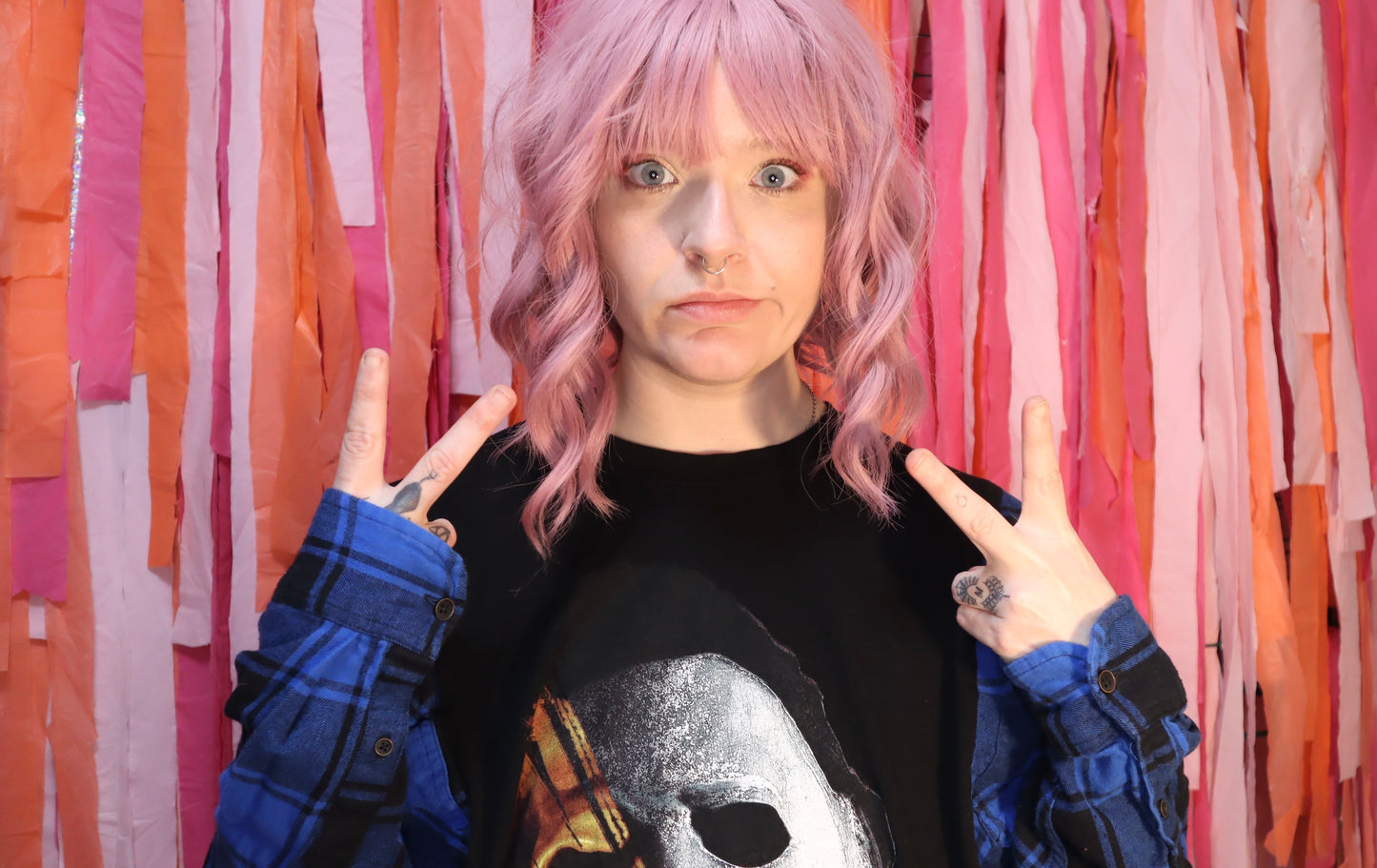 Halloween Michael Myers Frankenstein Upcycled Flannel Long Sleeve