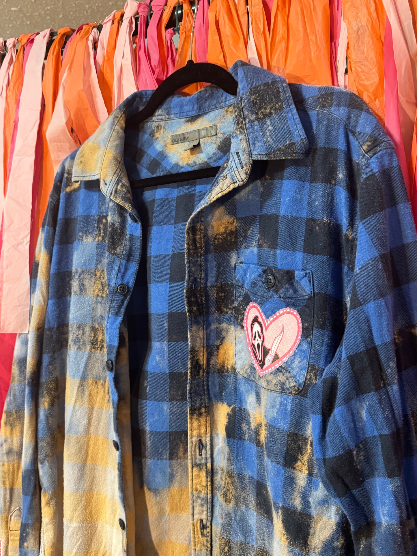 Ghostface Horror Movie Bleach Dip Dyed Distressed Grunge