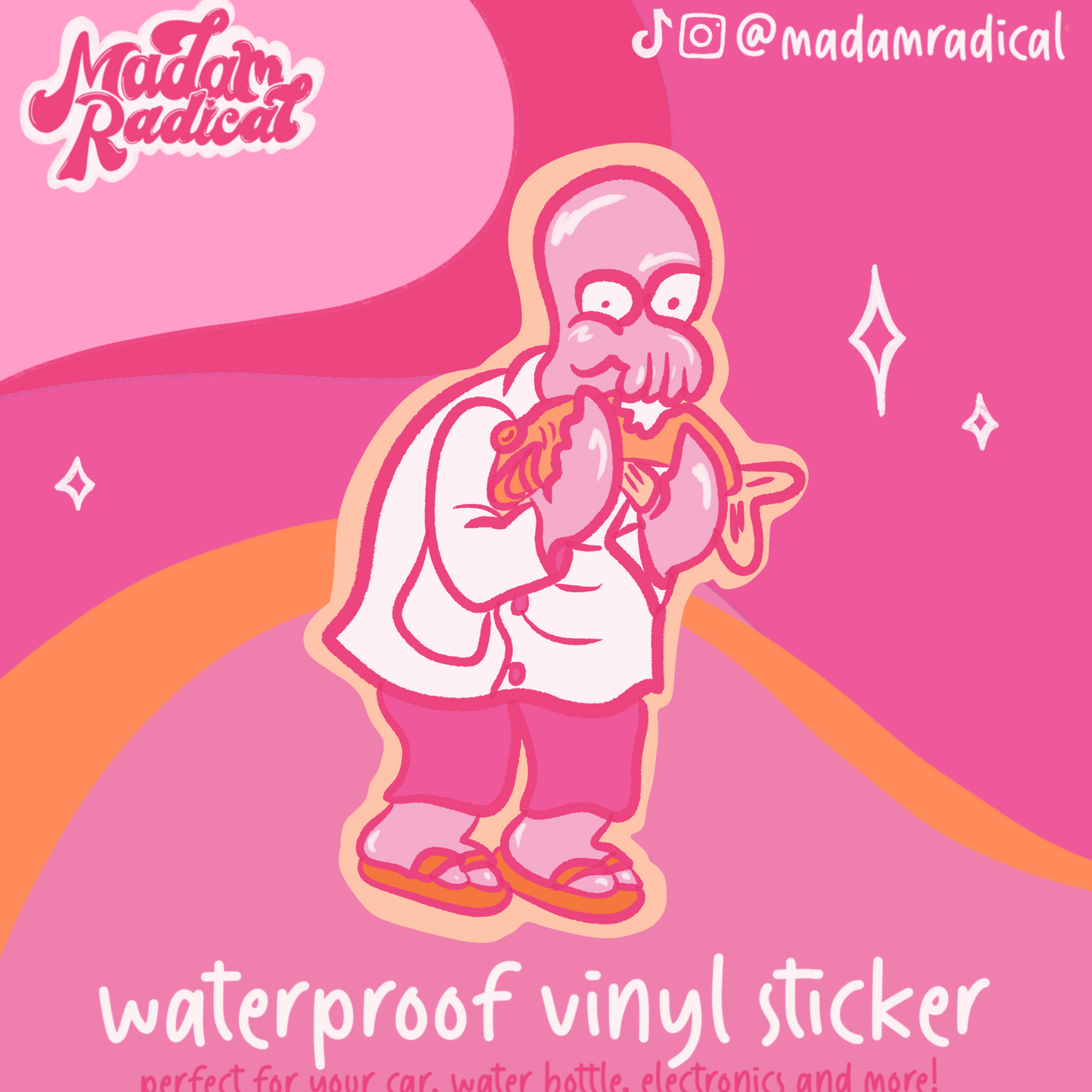 Zoidberg Futurama Y2K Nostalgia Satire Novelty Waterproof Vinyl Sticker DTF