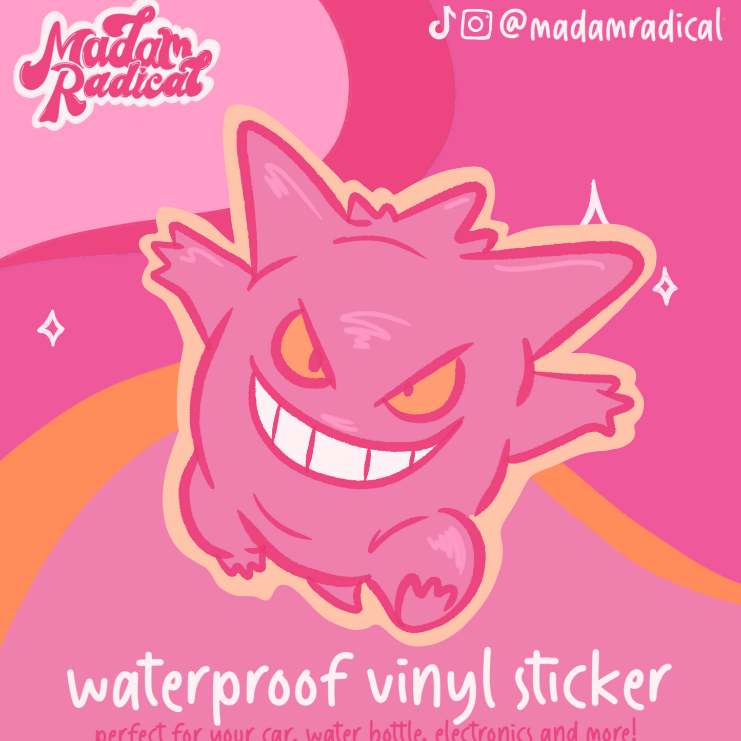 Gengar Pokemon Y2K Nostalgia Satire Novelty Waterproof Vinyl Sticker DTF