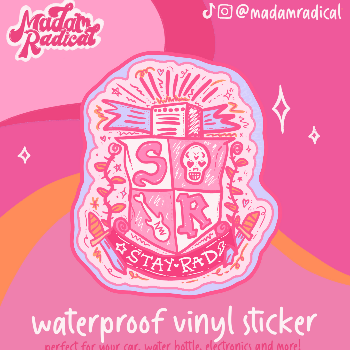 Stay Rad School of Rock Jack BlackSatire Novelty Waterproof Vinyl Sticker DTF