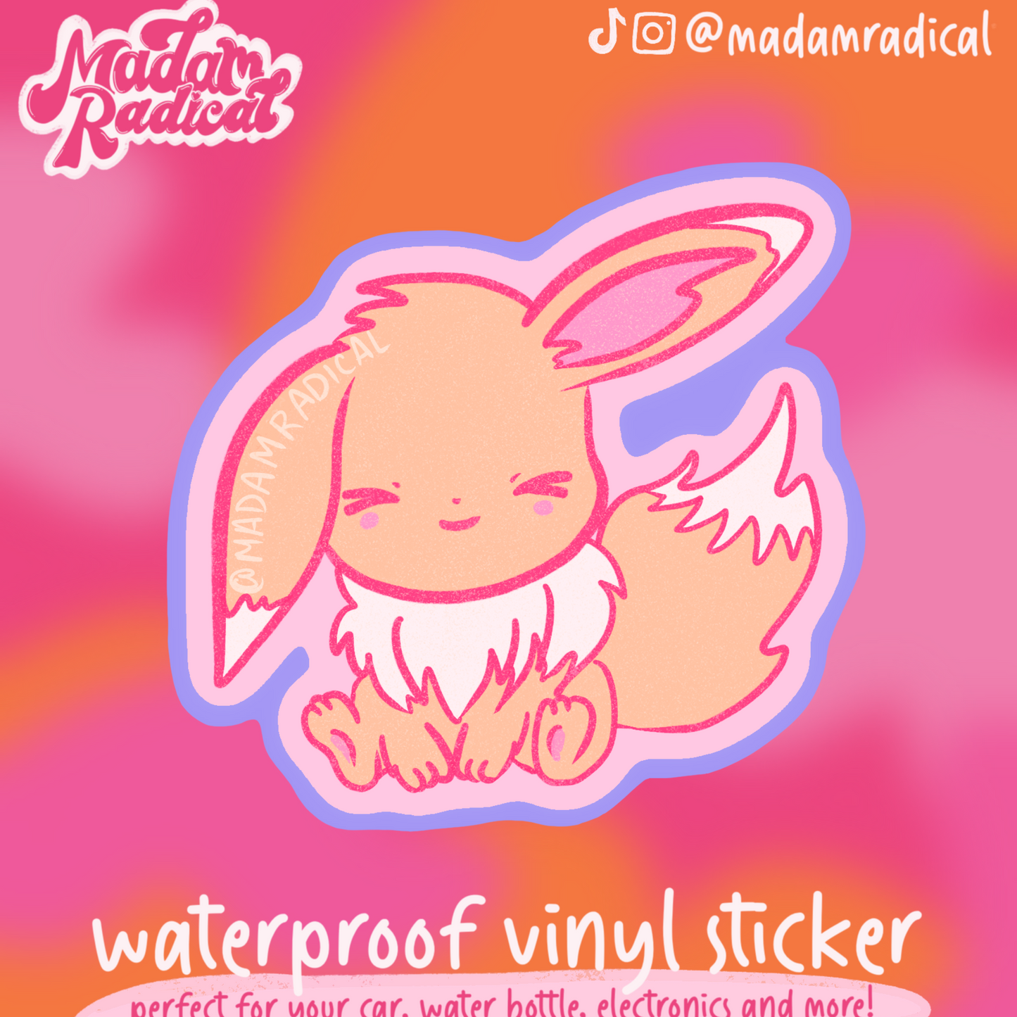 Eevee Pokemon Retro Y2K Novelty Waterproof Vinyl Sticker DTF