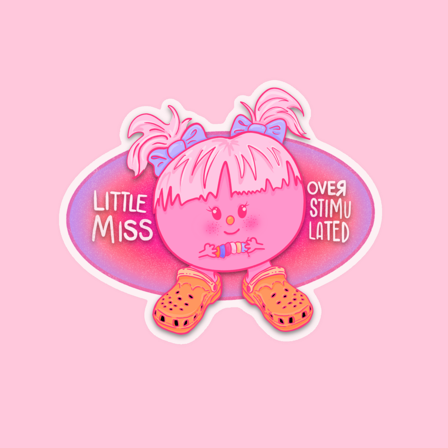 Little Miss Overstimulated ADHD Autism AudHD Millennial Throwback Novelty Waterproof Vinyl Sticker DTF