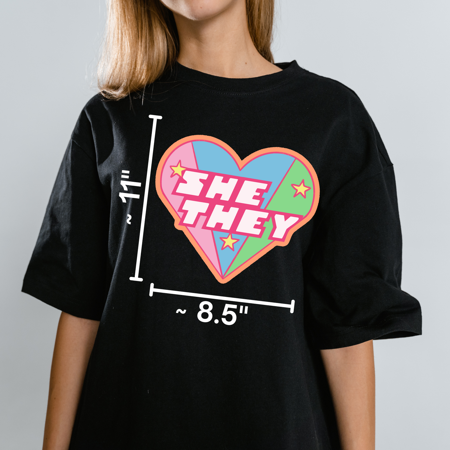 She/They Pronouns Powerpuff Girls Nostalgia Novelty Pride Waterproof Vinyl Sticker DTF