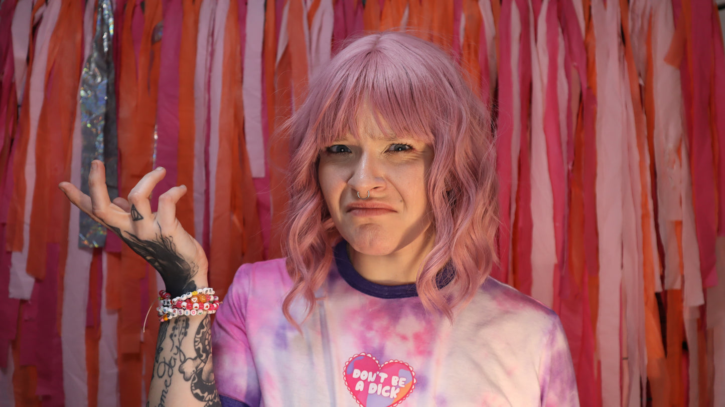 Don’t Be A Dick Rainbow Tie Dye Upcycled Ringer TShirt