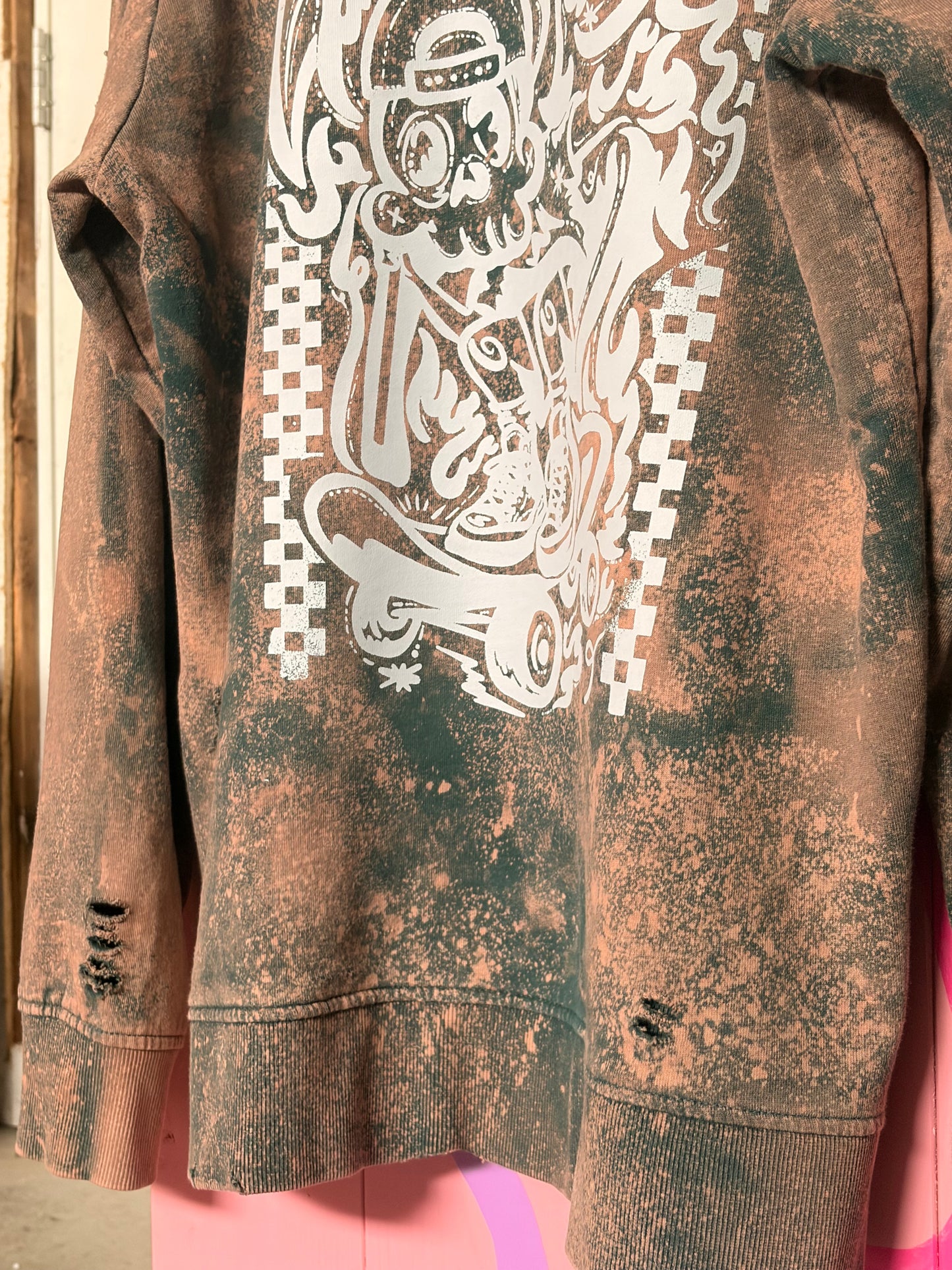 HMI Skatepark Fundraiser Caring isn’t Controversial Hoodie Bleach Dyed Distressed Grunge