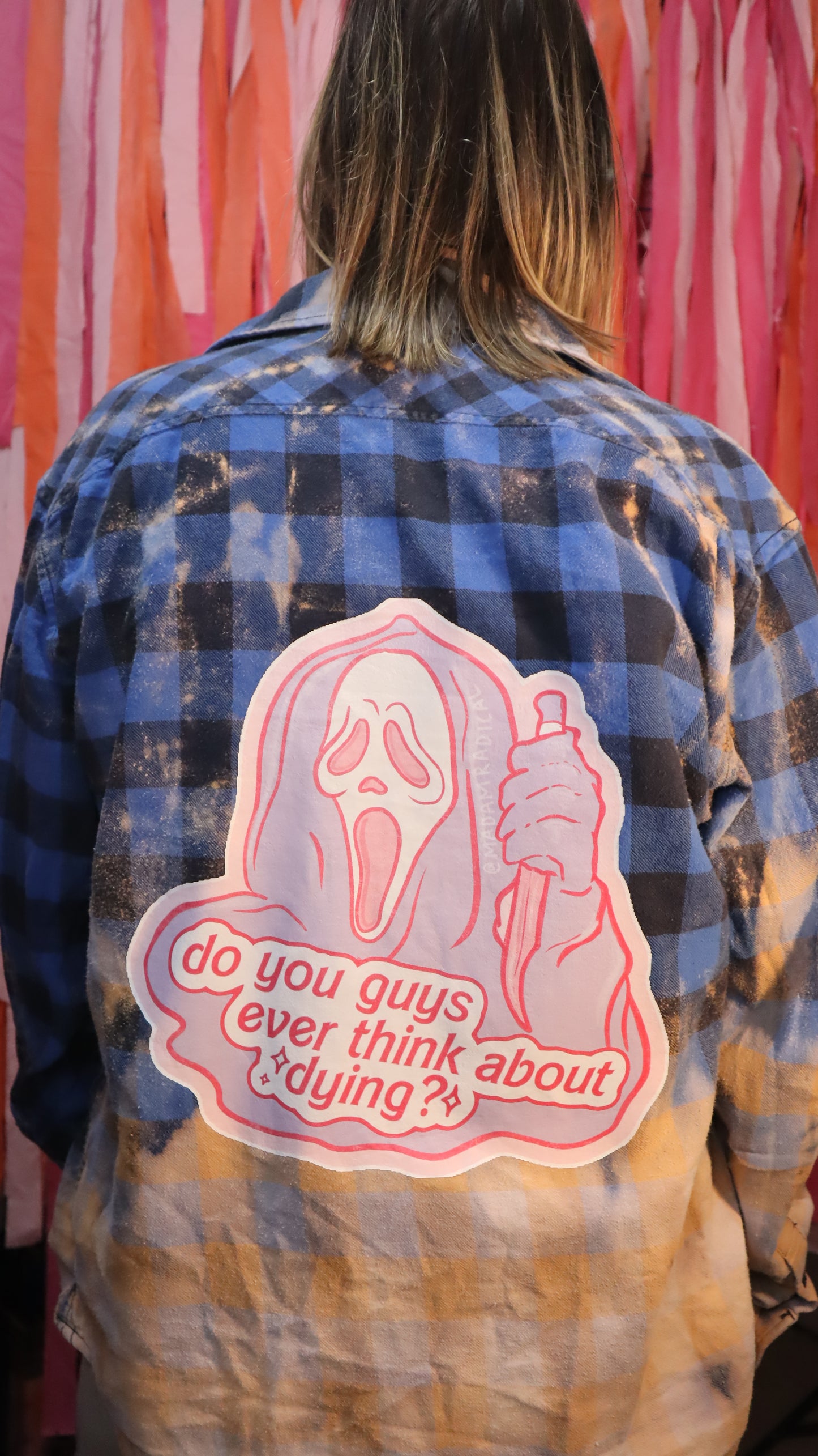 Ghostface Horror Movie Bleach Dip Dyed Distressed Grunge