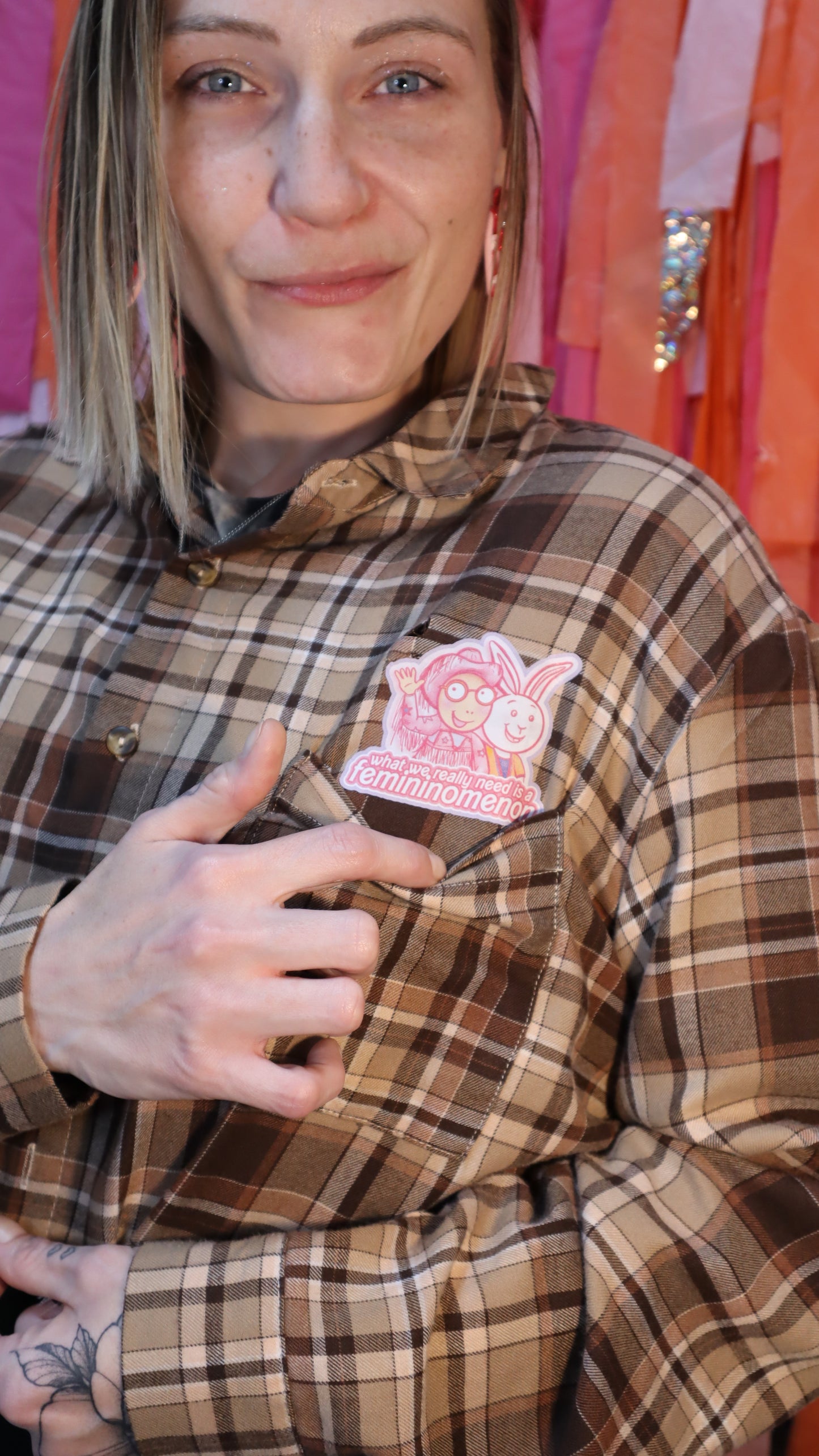 Pocket Arthur Buster Femininomenon Chappell Roan Plaid Long Sleeve Cropped