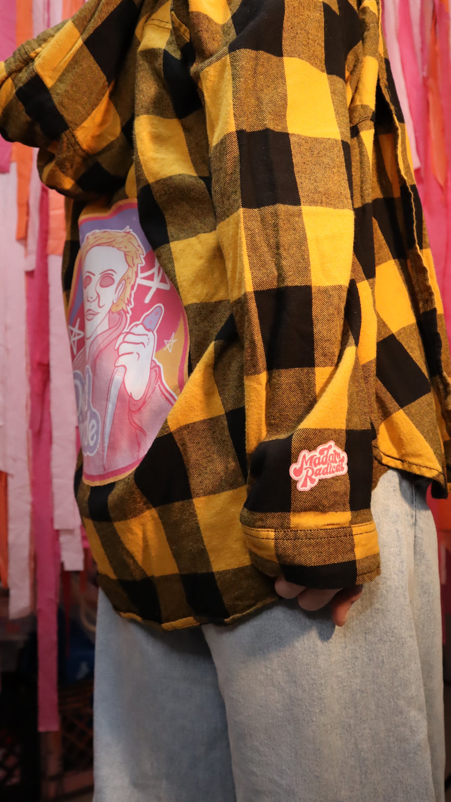 Michael Myers Halloween Distressed Grunge Plaid Hoodie Upcycled Canada