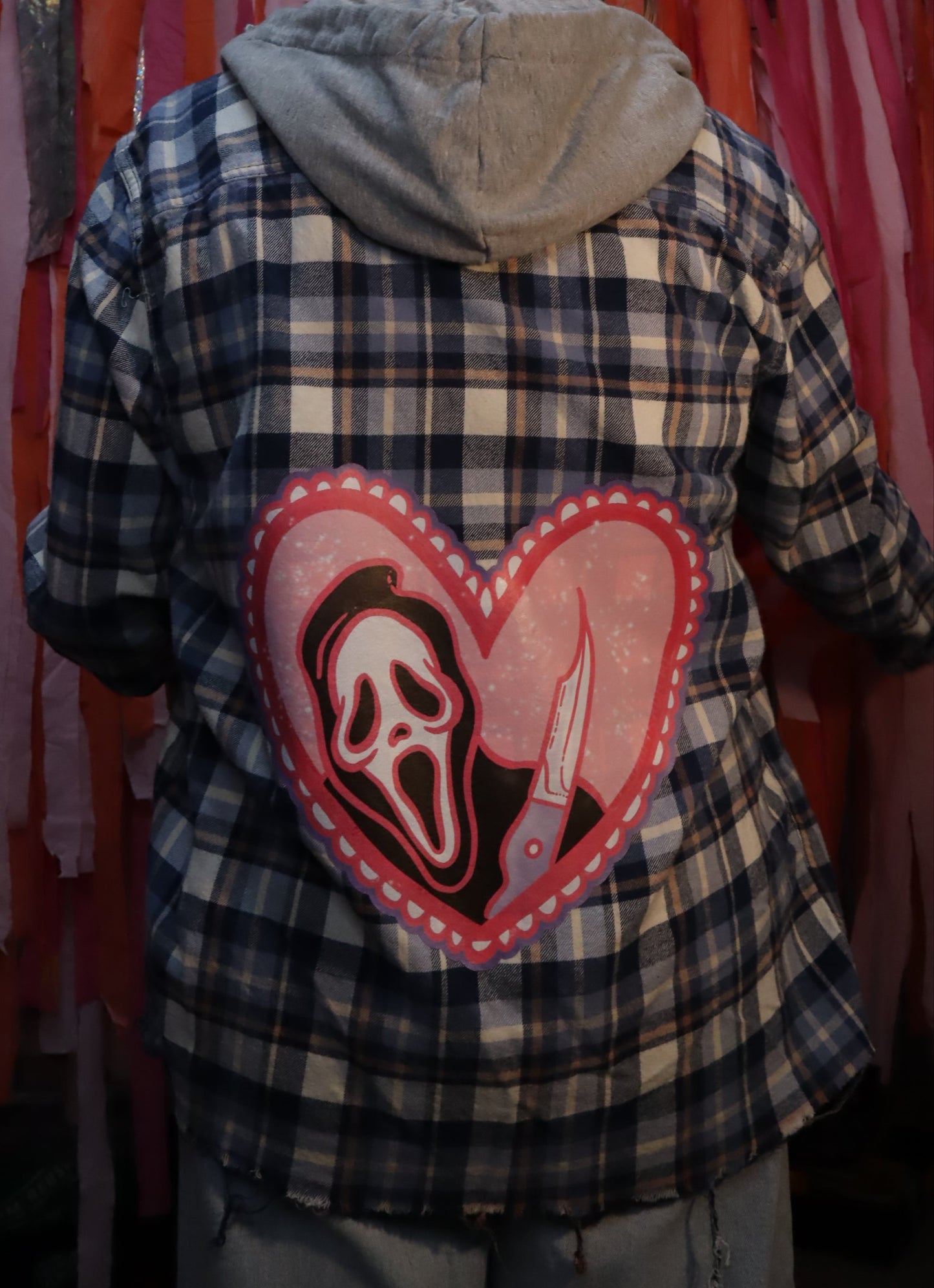Ghostface Distressed Grunge Plaid Hoodie Jacket Upcycled Canada