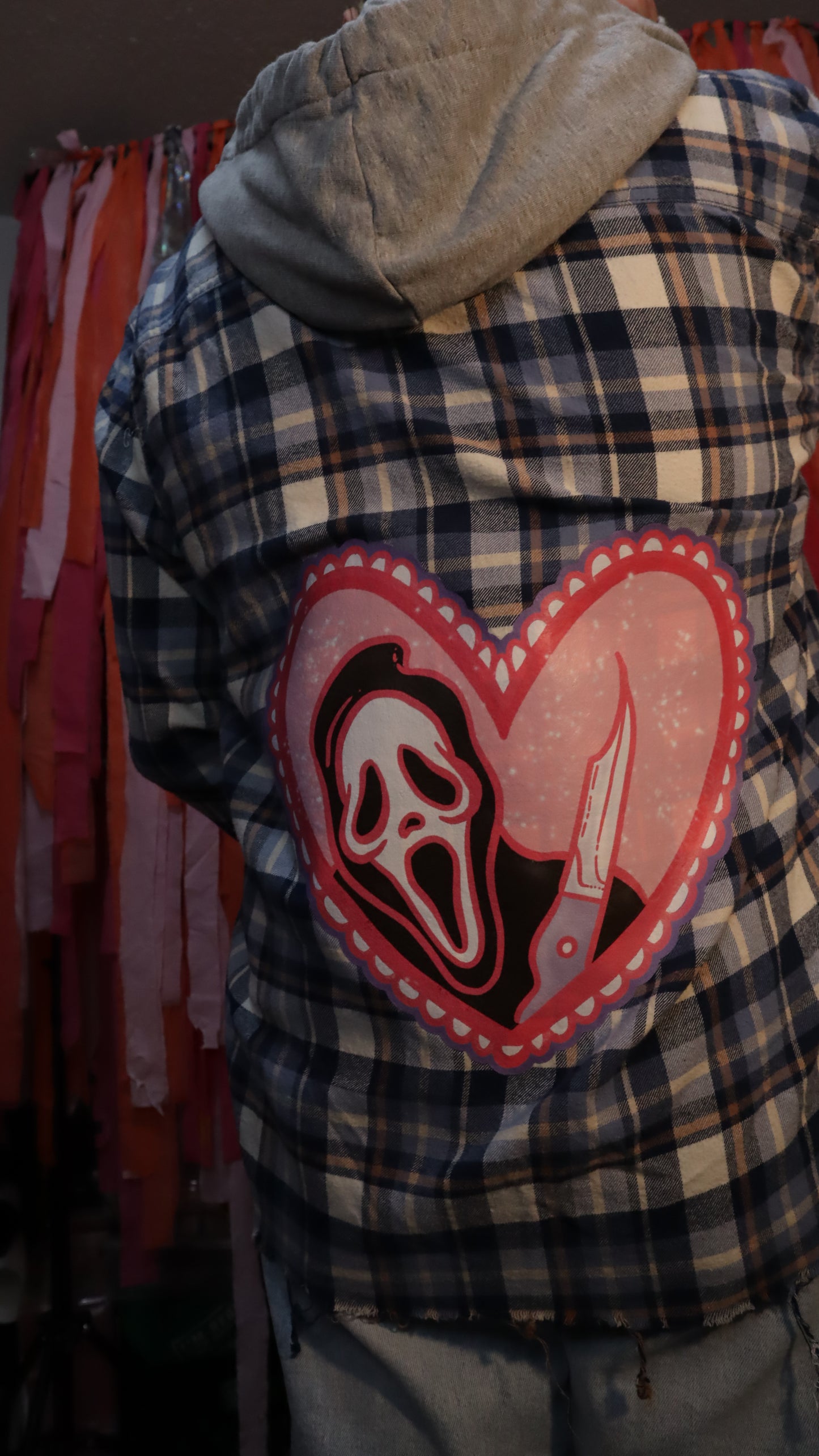 Ghostface Distressed Grunge Plaid Hoodie Jacket Upcycled Canada