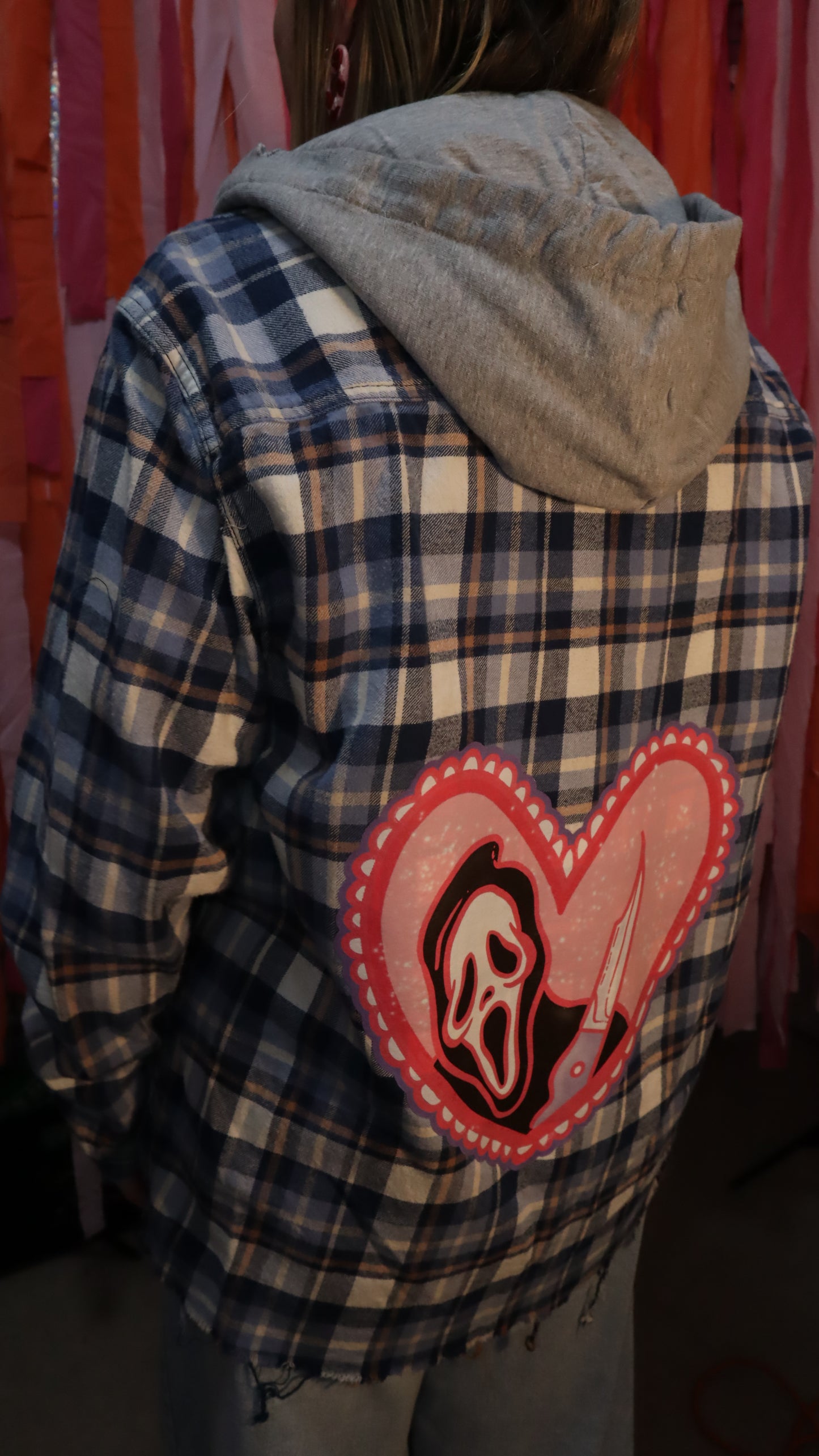 Ghostface Distressed Grunge Plaid Hoodie Jacket Upcycled Canada