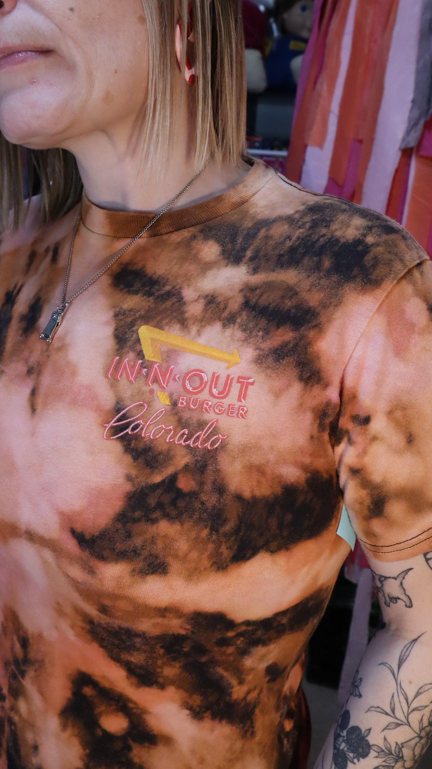 In-N-Out Graphic TShirt Bleach Dyed Upcycled Canada