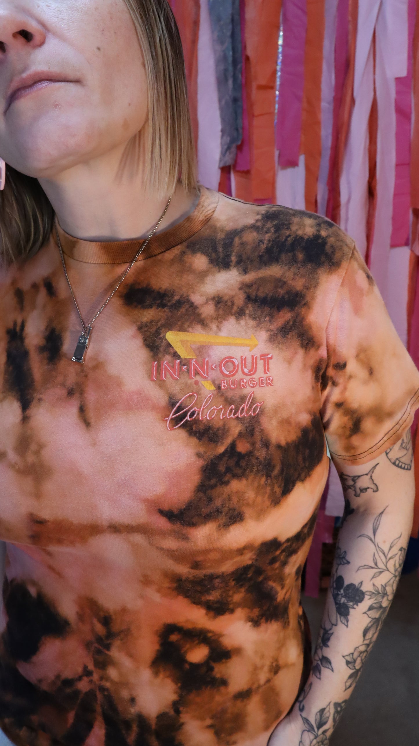 In-N-Out Graphic TShirt Bleach Dyed Upcycled Canada