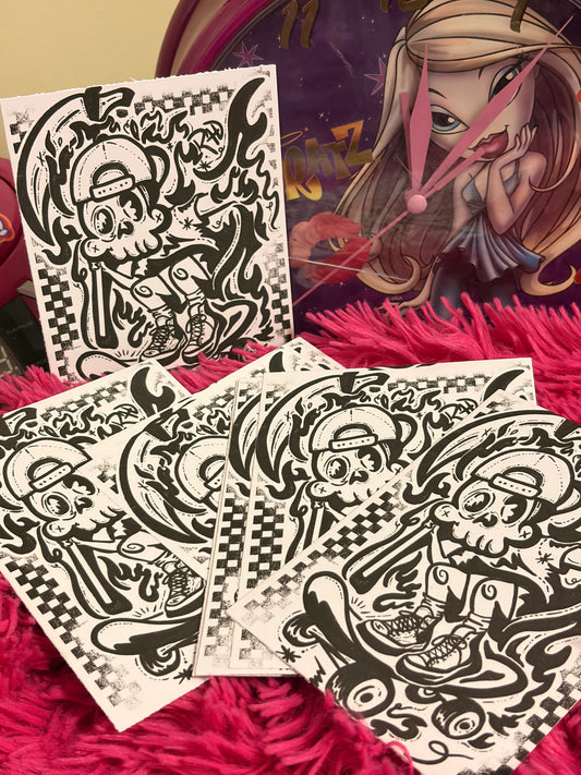 LIMITED EDITION: Skateboard Guy Grim Mini 110 lb Cardstock Print Black Ink