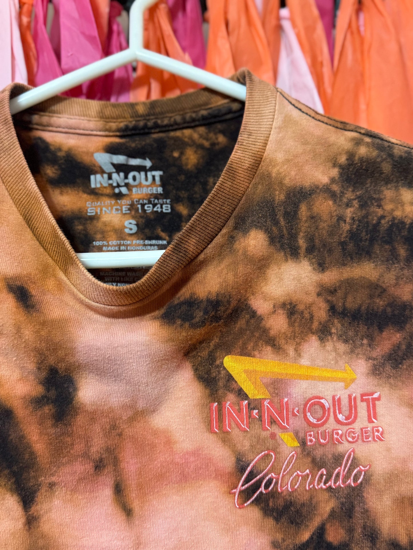 In-N-Out Graphic TShirt Bleach Dyed Upcycled Canada