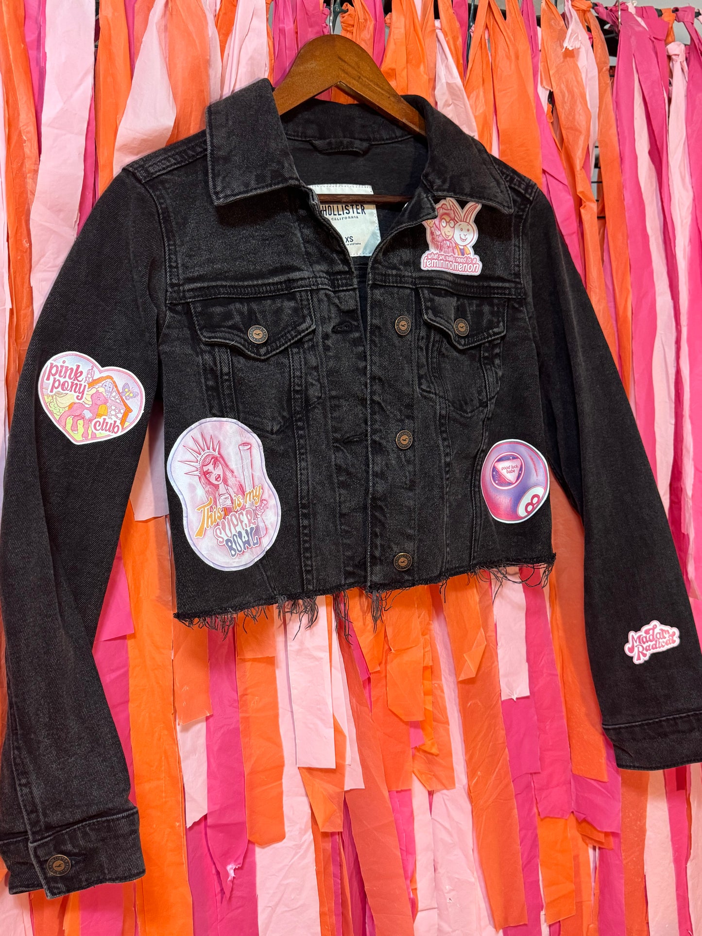 Chappell Roan Denim Jacket Patchwork Style DTF Print Hollister Upcycled Canada