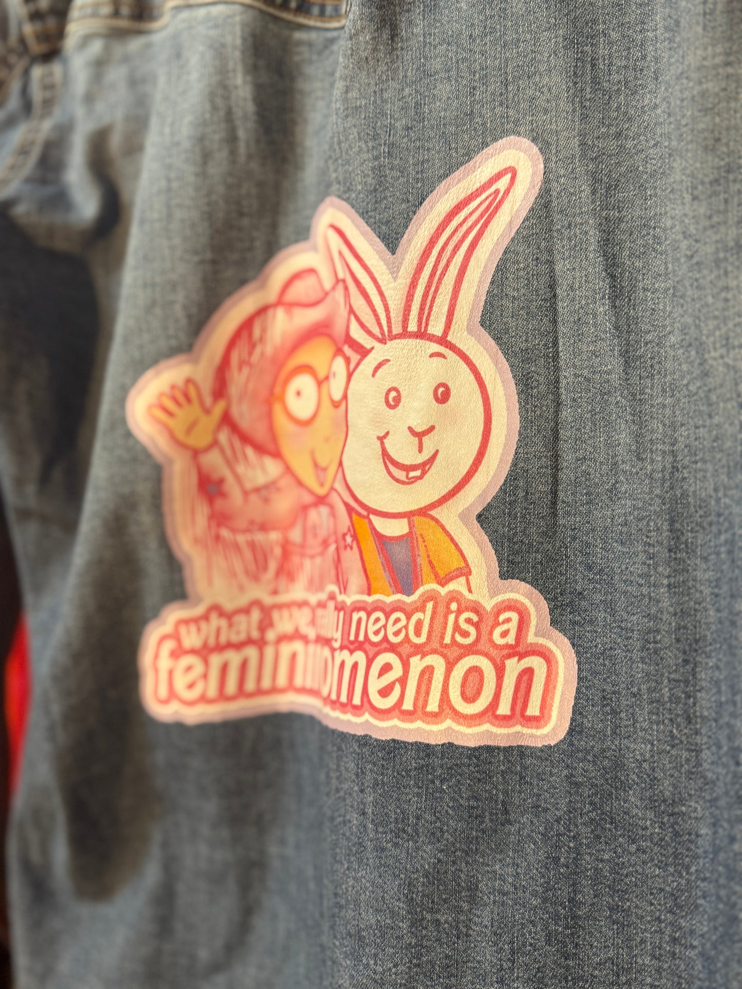 Chappell Roan Denim Long Sleeve Shirt Femininomenon Pink Pony Club Arthur DTF Print Upcycled Canada