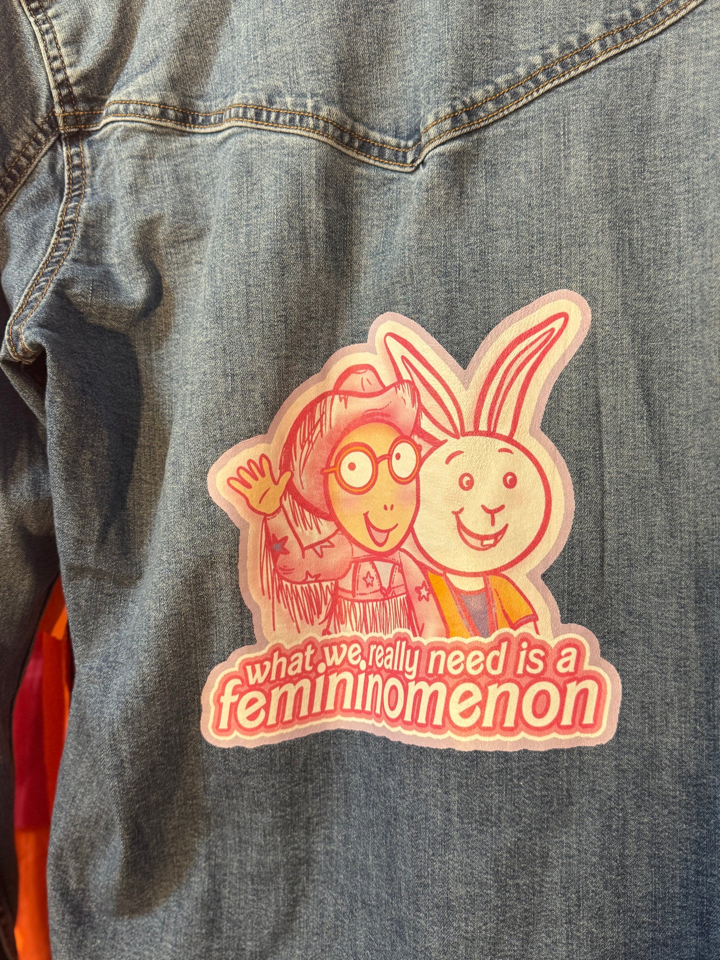 Chappell Roan Denim Long Sleeve Shirt Femininomenon Pink Pony Club Arthur DTF Print Upcycled Canada