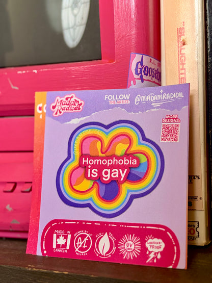 Bold Waterproof Vinyl Sticker - 'Homophobia is Gay' - Empowering Message for Change