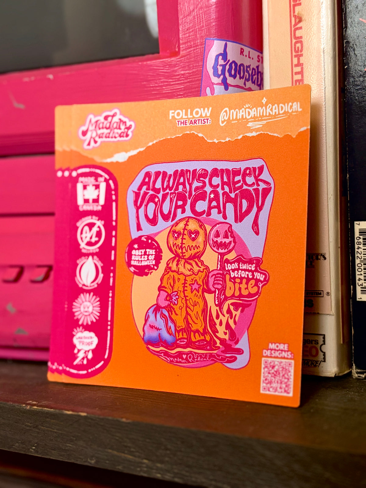 Always Check Your Candy Halloween Sam Waterproof Vinyl Sticker Made in Canada