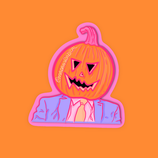 Dwight Pumpkin Head Halloween Nostaglia Novelty Waterproof Vinyl Sticker DTF Earrings