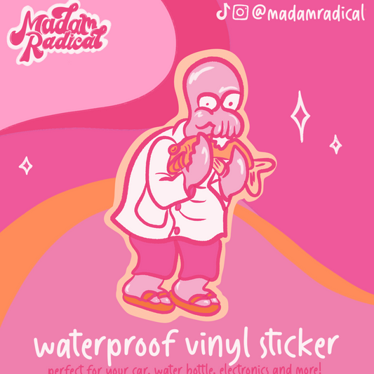 Zoidberg Futurama Y2K Nostalgia Satire Novelty Waterproof Vinyl Sticker DTF