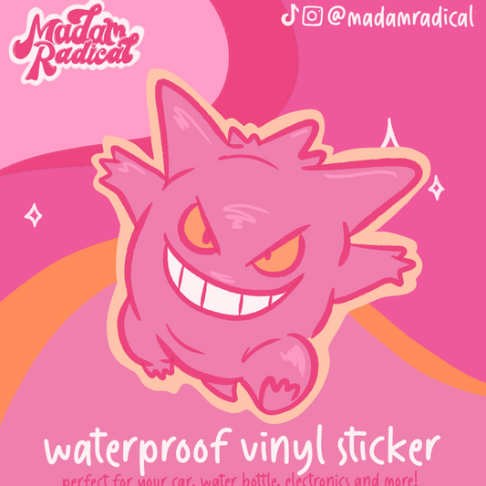 Gengar Pokemon Y2K Nostalgia Satire Novelty Waterproof Vinyl Sticker DTF