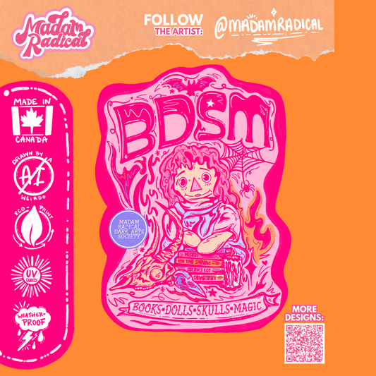 BDSM – Books, Dolls, Skulls, & Magic Design Nostalgia Satire Novelty Waterproof Vinyl Sticker DTF (Copy) (Copy) (Copy) (Copy)