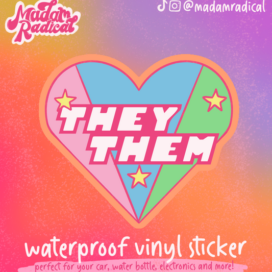 They/Them Pronouns Powerpuff Girls Nostalgia Novelty Pride Waterproof Vinyl Sticker DTF