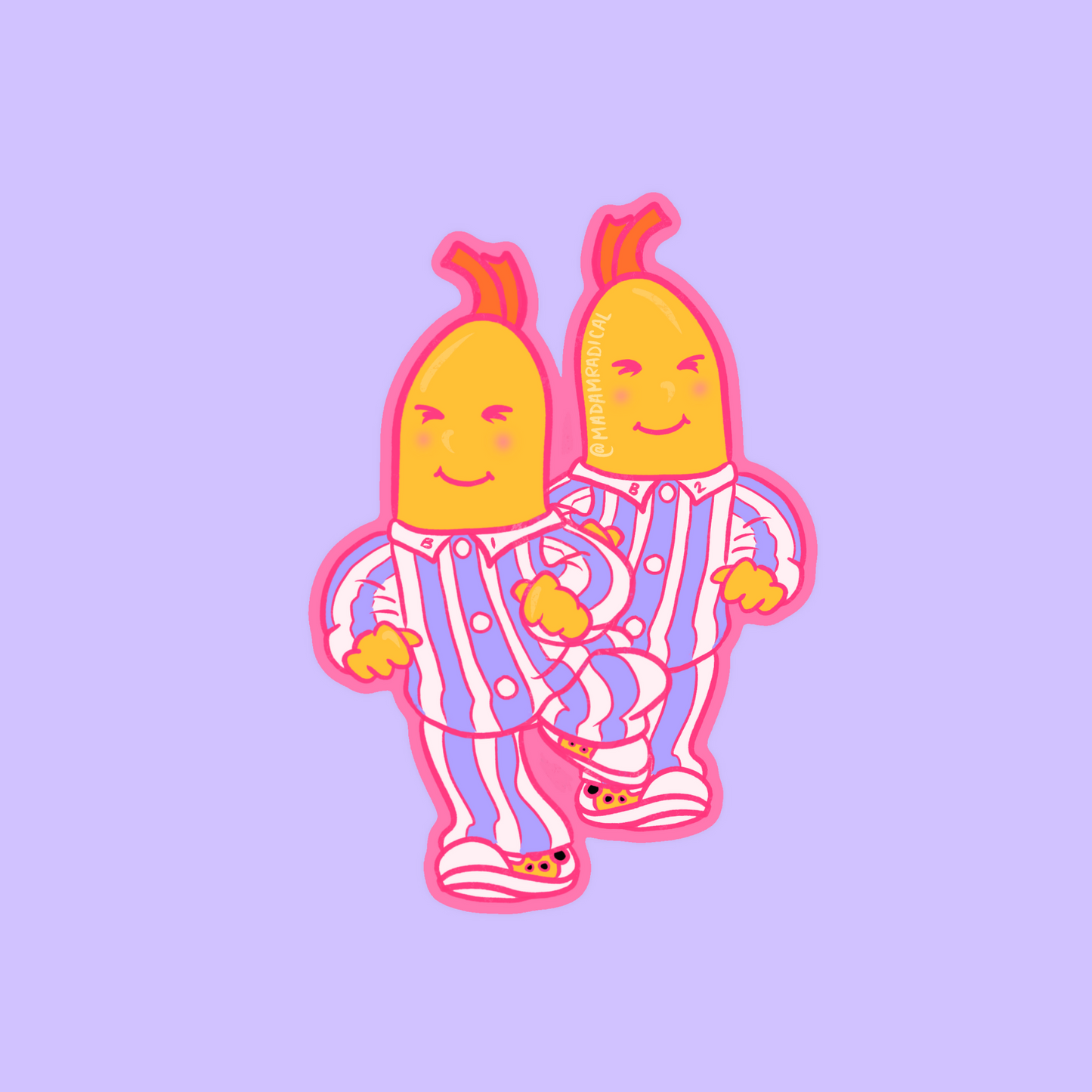 Bananas in Pyjamas Nostalgia Novelty Waterproof Vinyl Sticker DTF Earrings