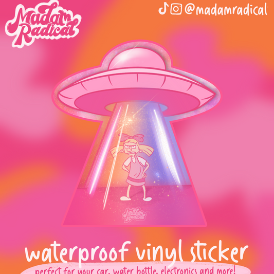 Helga UFO Abduction Stoner Satire Novelty Waterproof Vinyl Sticker DTF
