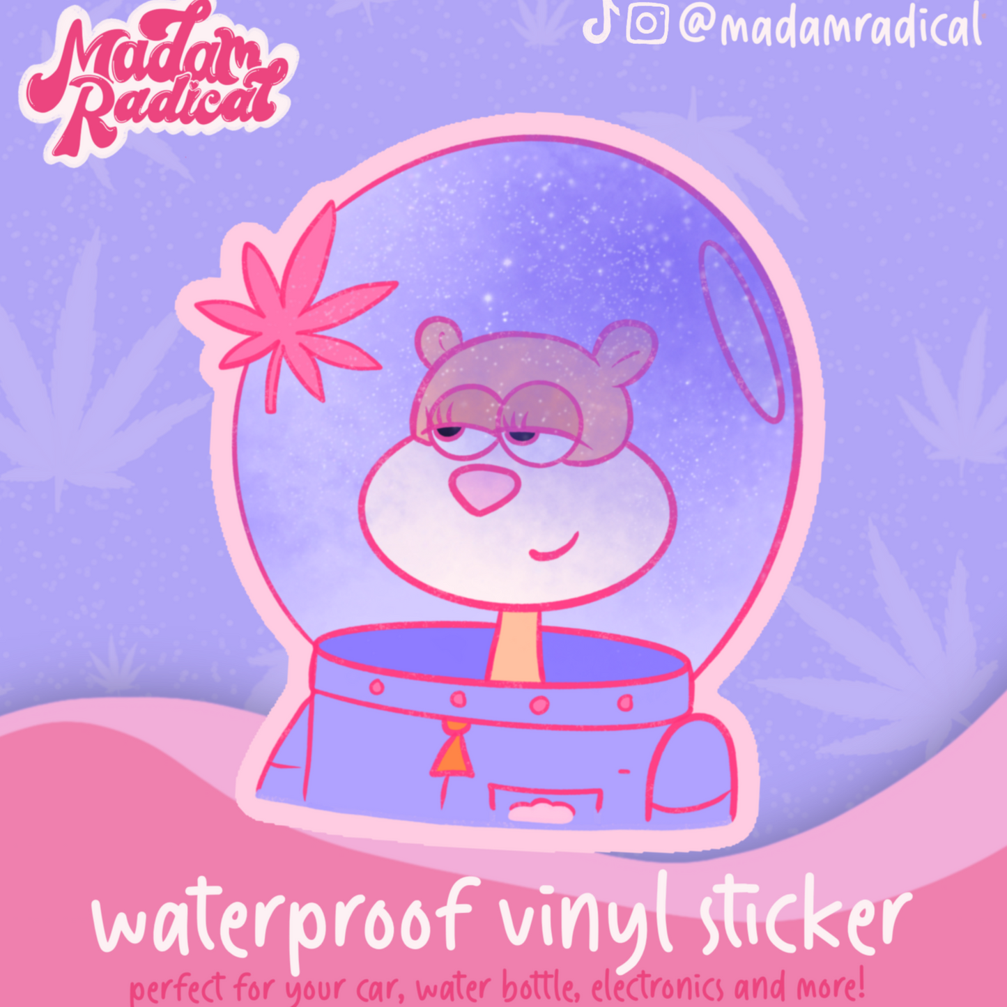Baked Sandy Cheeks Stoner Satire Novelty Waterproof Vinyl Sticker DTF