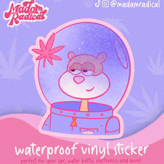 Baked Sandy Cheeks Stoner Satire Novelty Waterproof Vinyl Sticker DTF