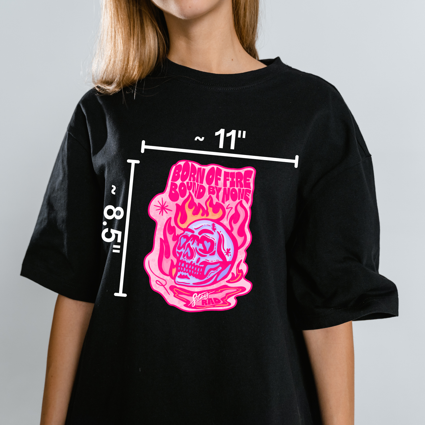 “Born of Fire. Bound by None.” Flaming Skull Design Nostalgia Satire Novelty Waterproof Vinyl Sticker DTF (Copy) (Copy)