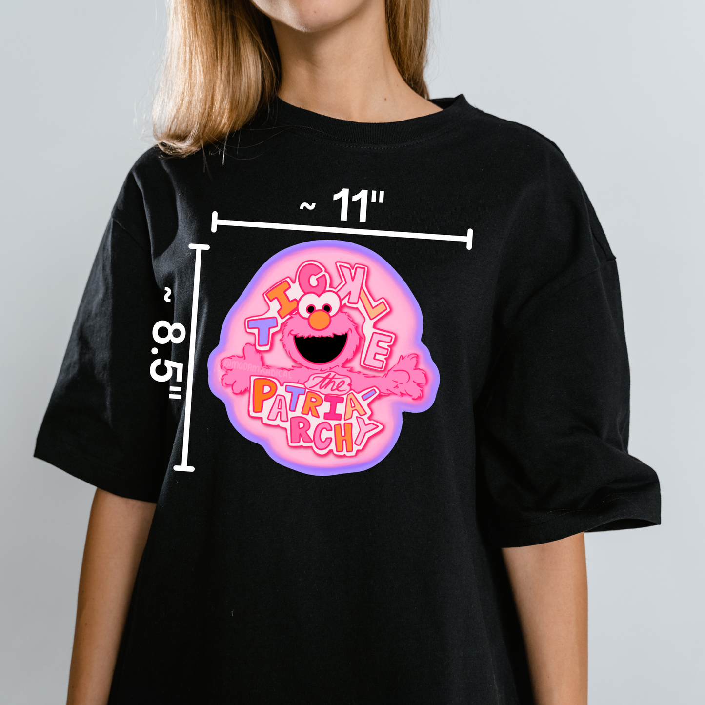 Tickle the Patriarchy Feminist Elmo Satire Novelty Waterproof Vinyl Sticker DTF