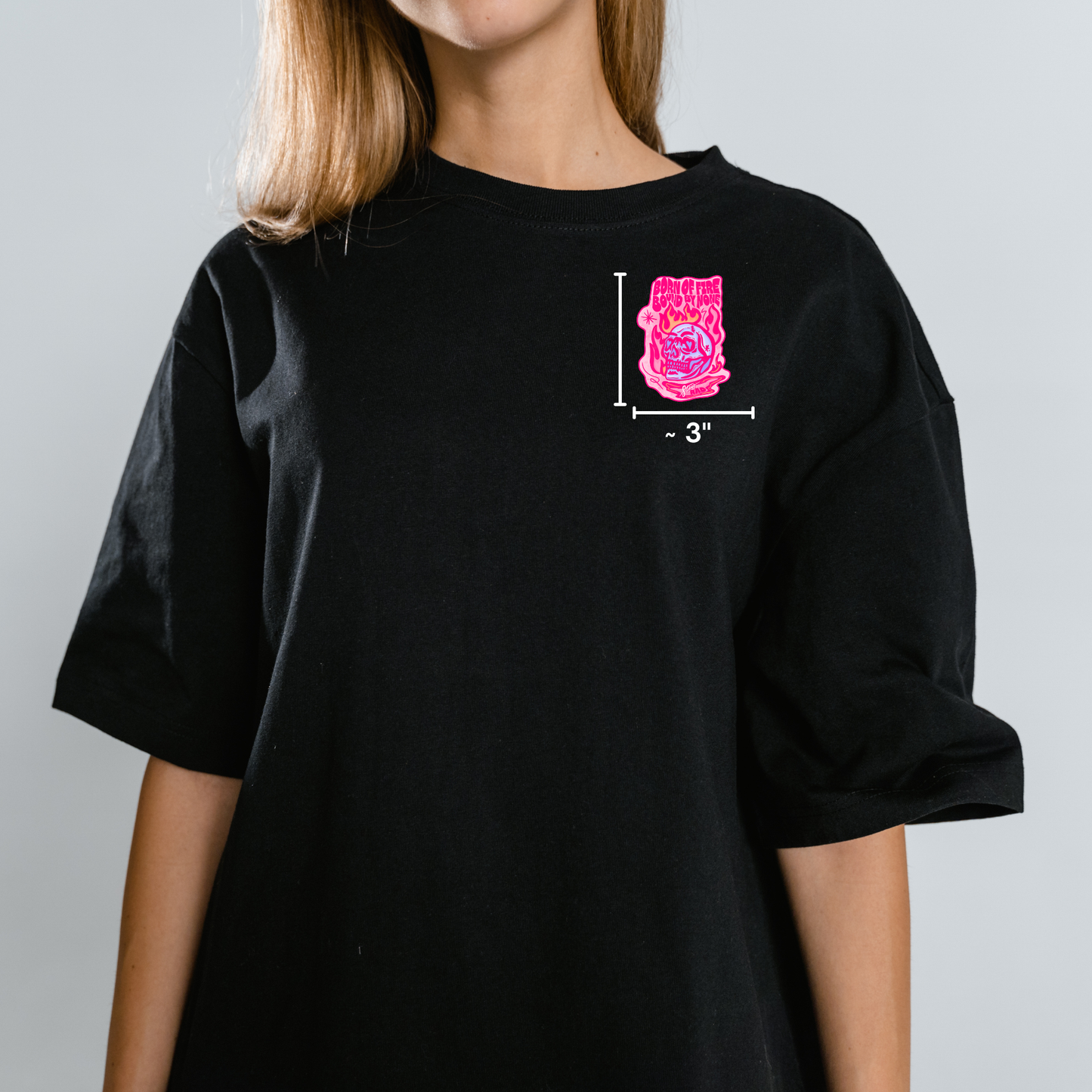 “Born of Fire. Bound by None.” Flaming Skull Design Nostalgia Satire Novelty Waterproof Vinyl Sticker DTF (Copy) (Copy)