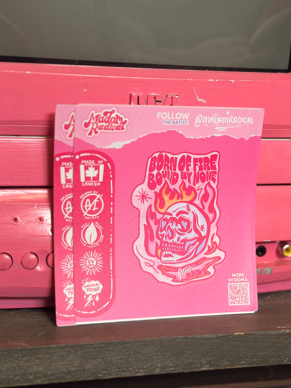 Skull Fire Magic Waterproof Vinyl Sticker Made in Canada