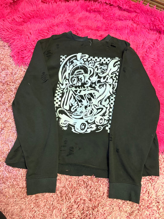 Skateboard Guy HMI Skatepark Fundraiser Upcycled Unisex Sweater Crewneck