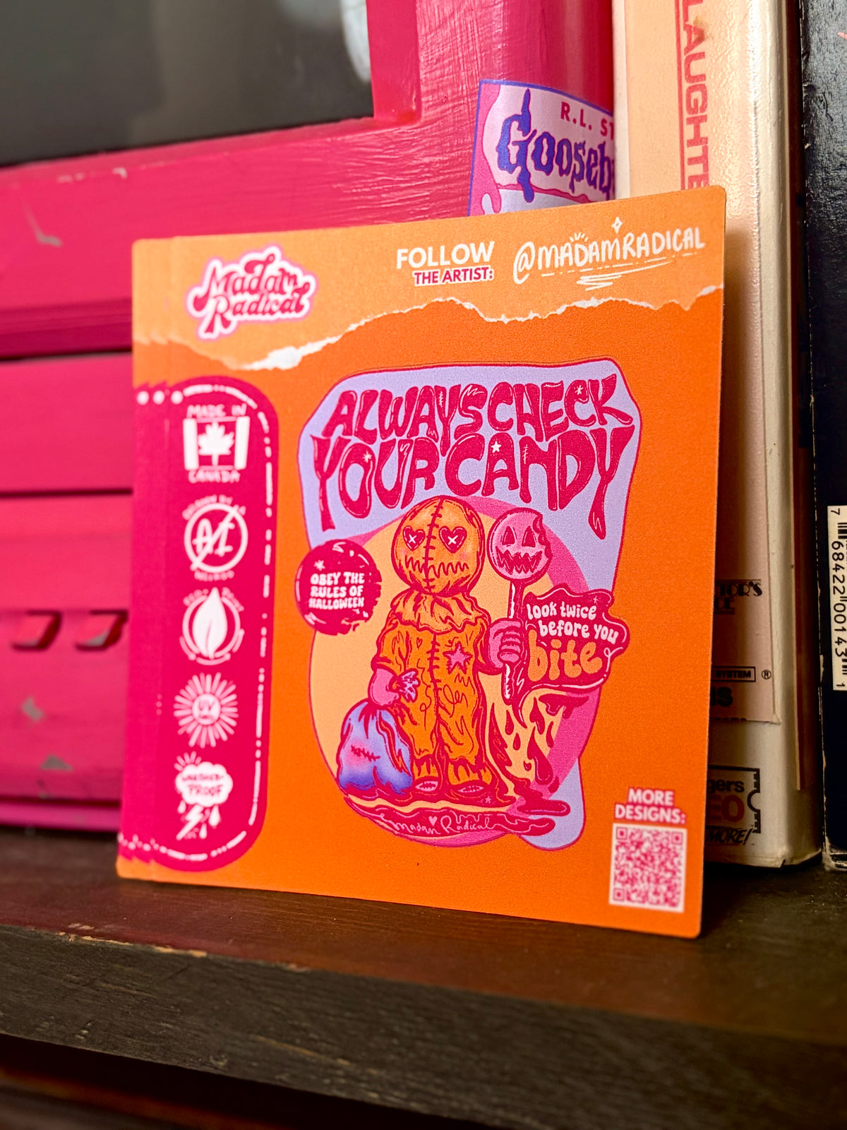 Always Check Your Candy Halloween Sam Waterproof Vinyl Sticker Made in Canada