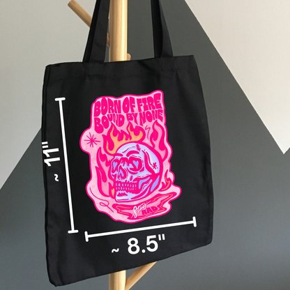 “Born of Fire. Bound by None.” Flaming Skull Design Nostalgia Satire Novelty Waterproof Vinyl Sticker DTF (Copy) (Copy)