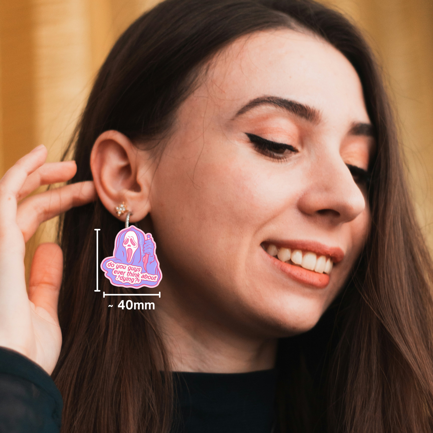 Do You Guys Ever Think About Dying Ghostface Scream Horror Waterproof Vinyl Sticker DTF Earrings