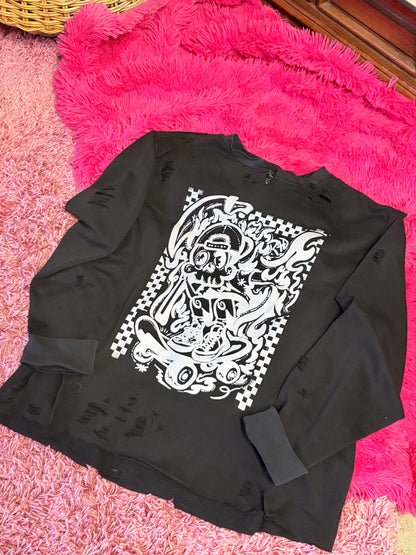 Skateboard Guy HMI Skatepark Fundraiser Upcycled Unisex Sweater Crewneck