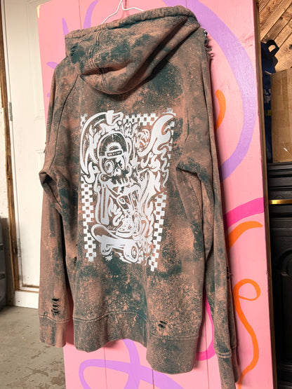 HMI Skatepark Fundraiser Caring isn’t Controversial Hoodie Bleach Dyed Distressed Grunge