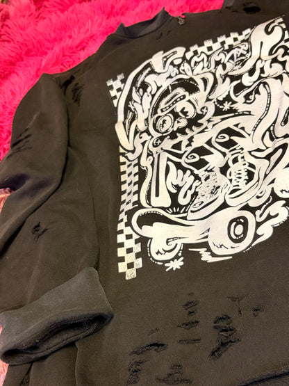 Skateboard Guy HMI Skatepark Fundraiser Upcycled Unisex Sweater Crewneck