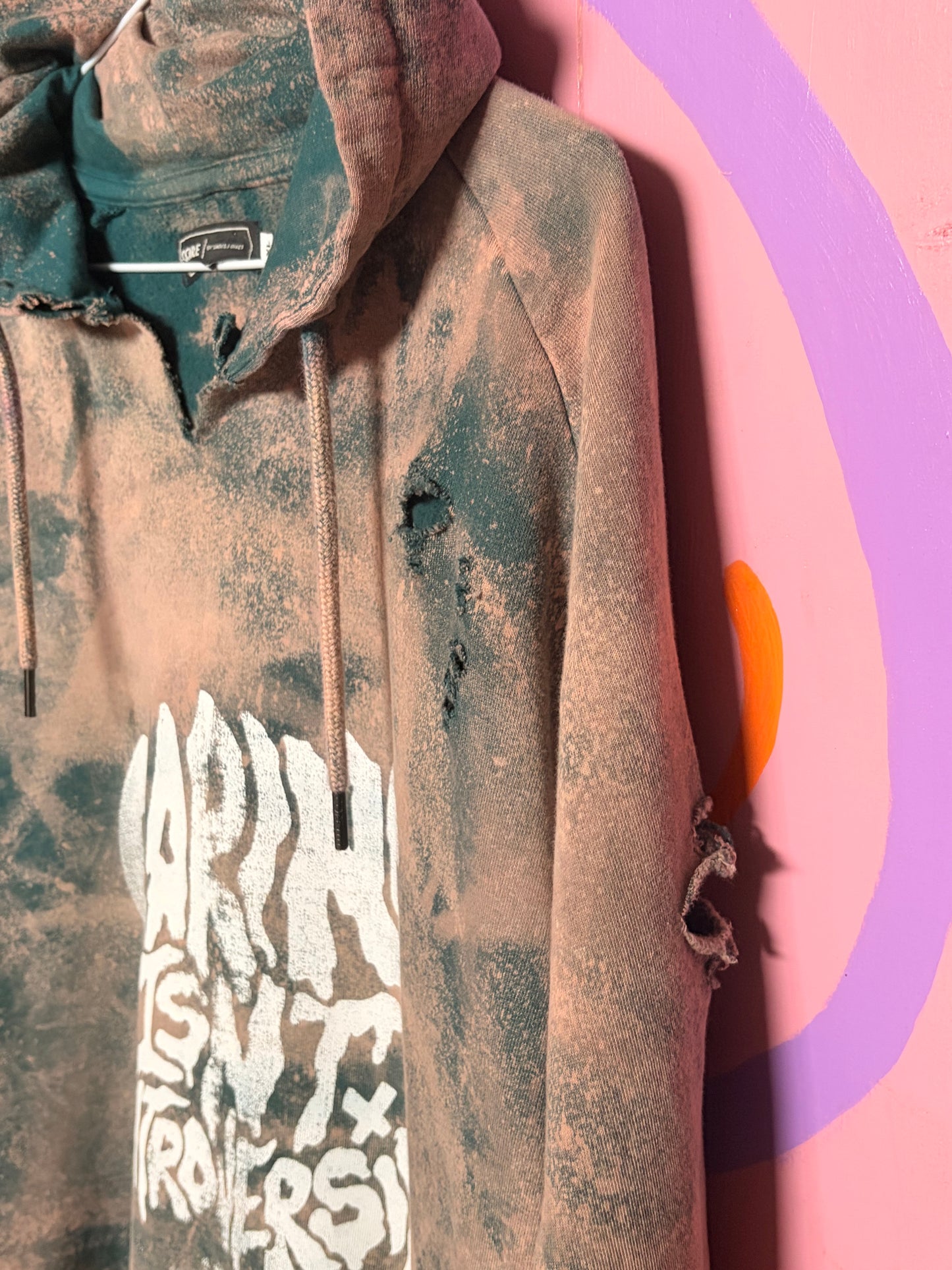 HMI Skatepark Fundraiser Caring isn’t Controversial Hoodie Bleach Dyed Distressed Grunge