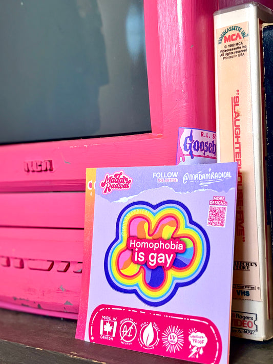 Bold Waterproof Vinyl Sticker - 'Homophobia is Gay' - Empowering Message for Change