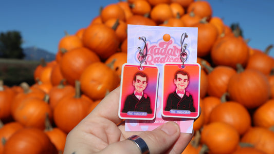 UV Printed Tarot Card Earrings - Slappy from Goosebumps