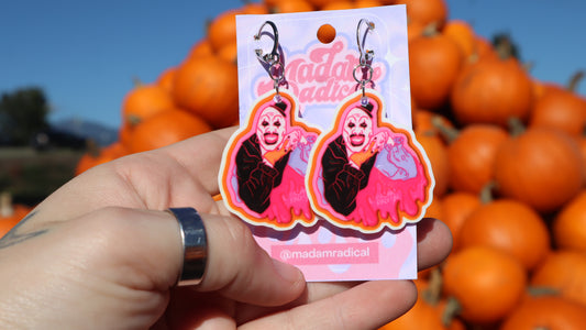 UV Printed Terrifying Clown Acrylic Earrings - A Bold Statement in Style