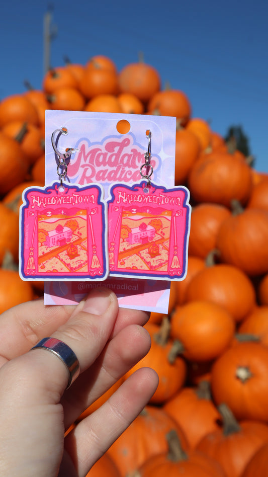 UV Printed Halloween Logo Acrylic Earrings - Spooky Elegance